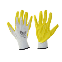 Isci-Eldiveni-Beyaz-Sari-Nitril-Kapli-Orme İşçi Eldiveni Beyaz Sarı Nitril Kaplı Örme