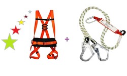 Safeset-Parasut-Tipi-Bel-Destekli-Emniyet-Kemeri-Safeset-Cift-Kollu-Sok-Emicili-Statik-Halatli-Lanyard Safeset Paraşüt Tipi Bel Destekli Emniyet Kemeri + Safeset Çift Kollu Şok Emicili Statik Halatlı Lanyard